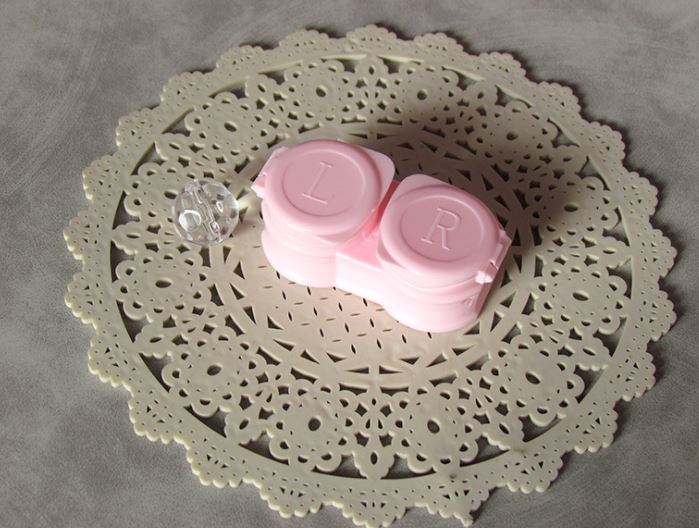 Macaroon flip cover Colored Contact Lens Case Beauon Pink 