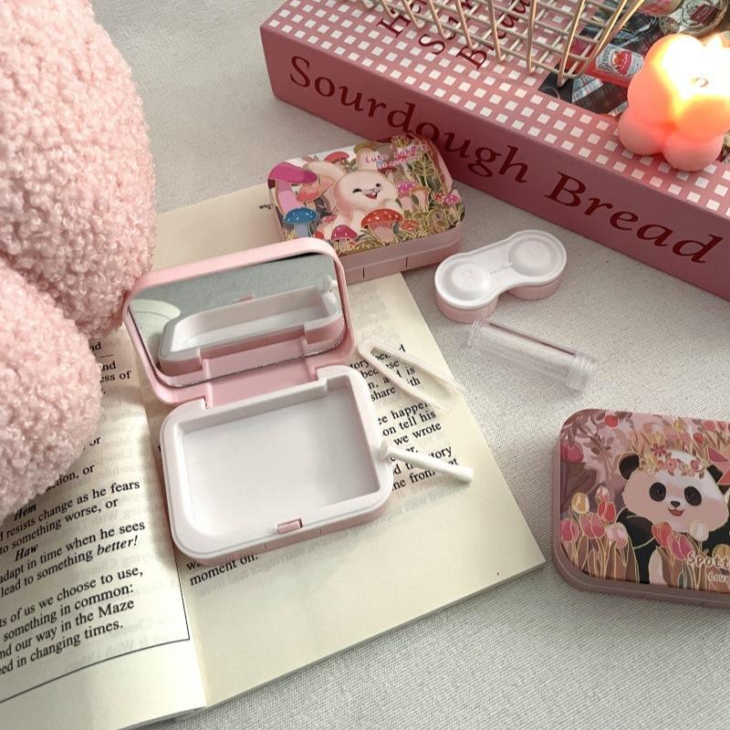 Pink Girl Heart Colored Contact Lens Case