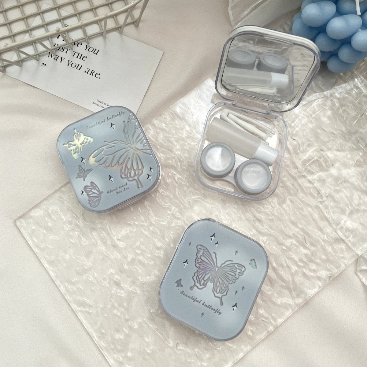 Ins Like Fish Cold Laser Butterflies Colored Contact Lens Case