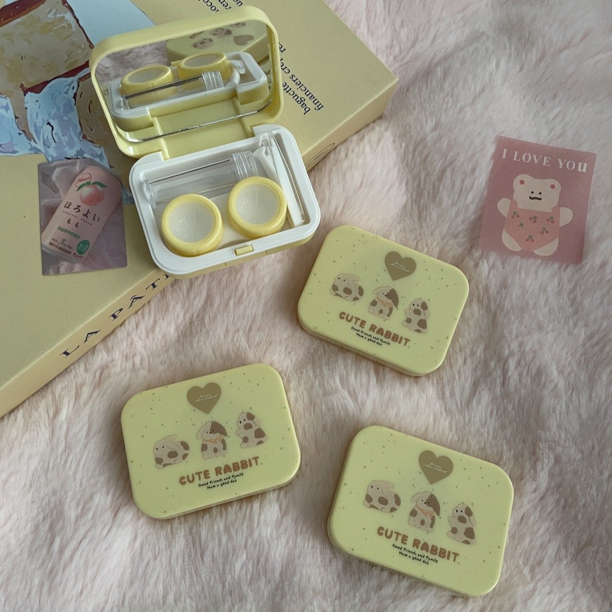 Young Girl Style With Cute Pets Colored Contact Lens Case