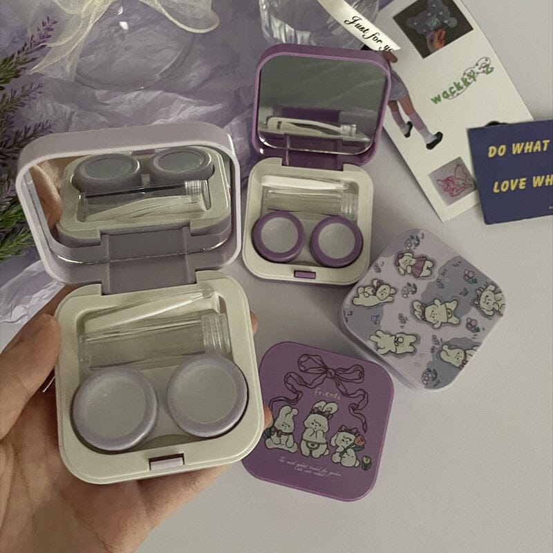 Purple Design Girl Love Colored Contact Lens Case Beauon 
