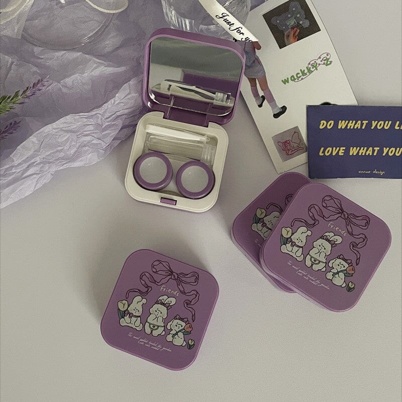 Purple Design Girl Love Colored Contact Lens Case Beauon Deep Purple 