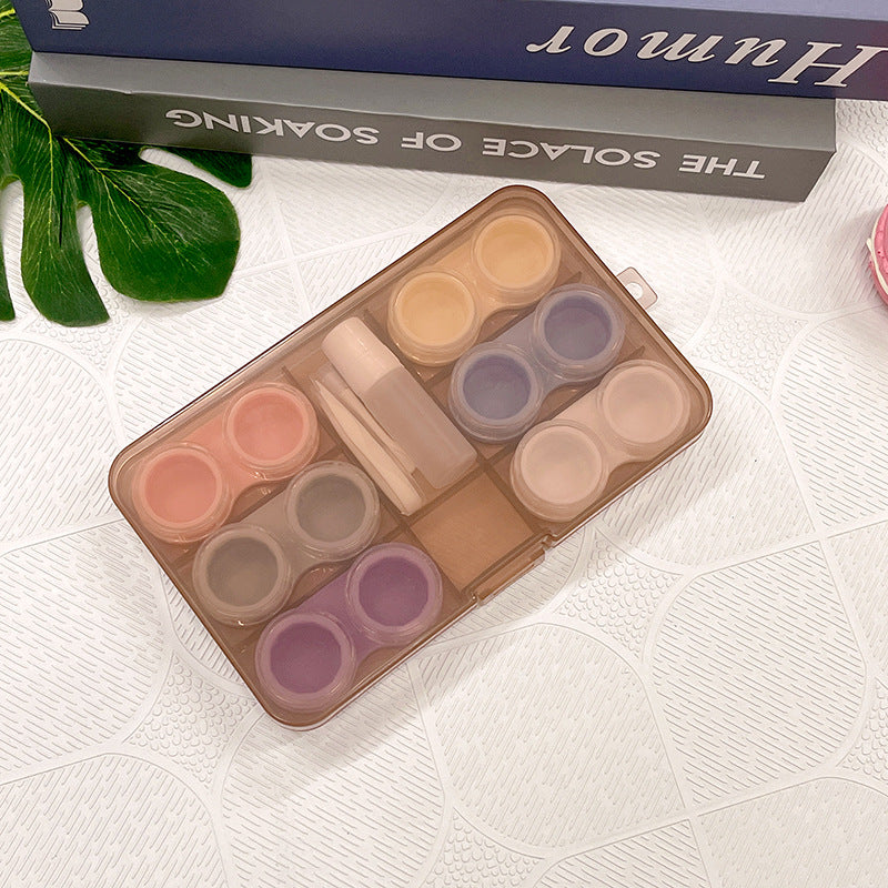 6 Pairs Colored Contact Lens Case Beauon Brown Mix 