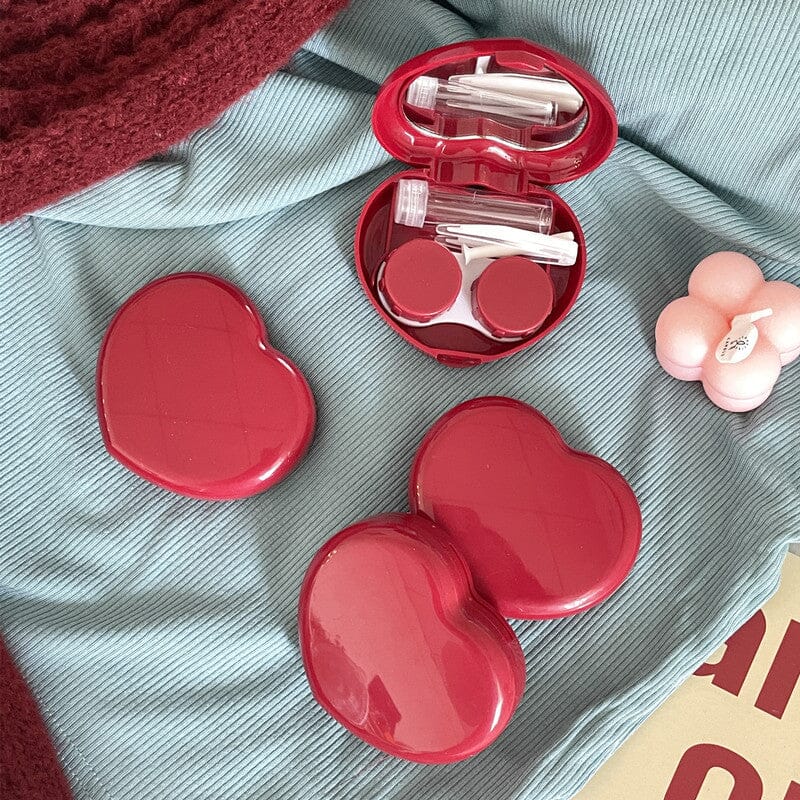 Candy Heart Colored Contact Lens Case Beauon Red 72*58*21mm 