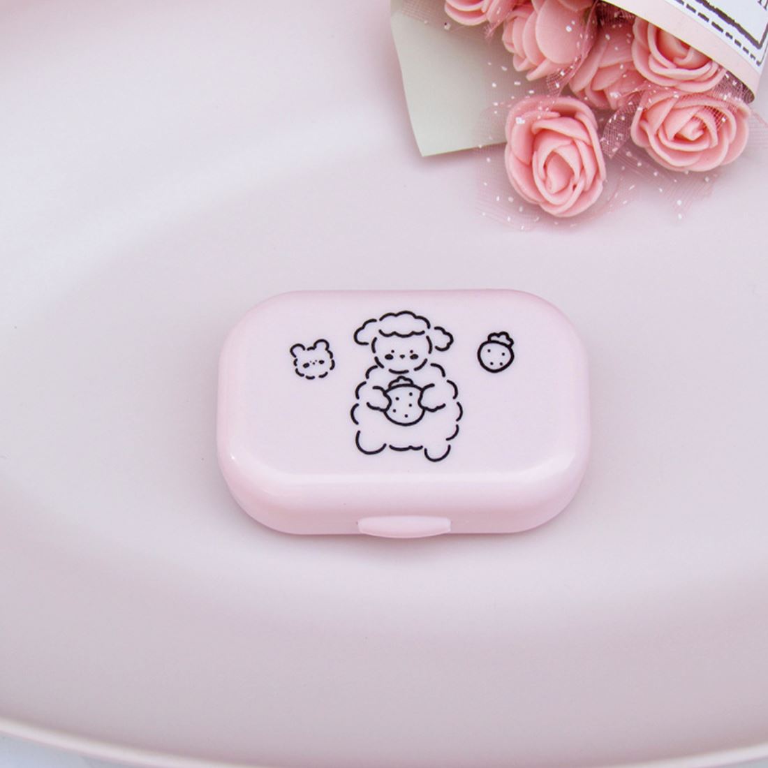 Cartoon Animal Multicolor Colored Contact Lens Case Beauon Pink 