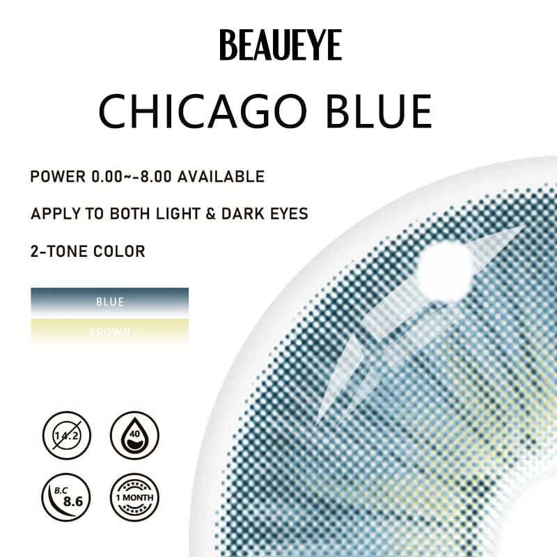 Chicago Blue Prescription Colored Contact Lenses Beauon 