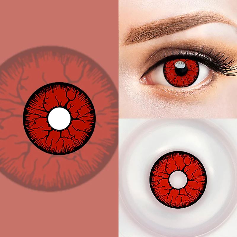 Cosplay Crack Red Colored Contact Lenses Beauon 