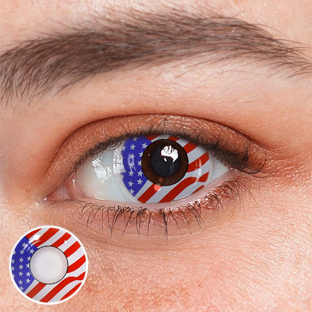 Cosplay Flag America Red Colored Contact Lenses Beauon 