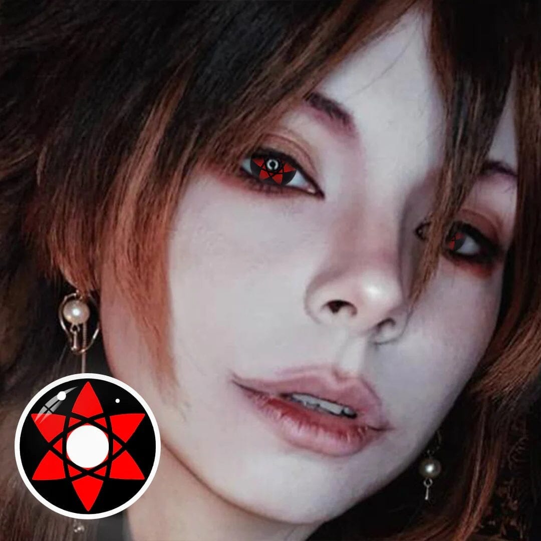 Cosplay NARUTO Uchiha Sasuke Hexagram Shalingan Red Prescription Colored Contact Lenses Beauon 