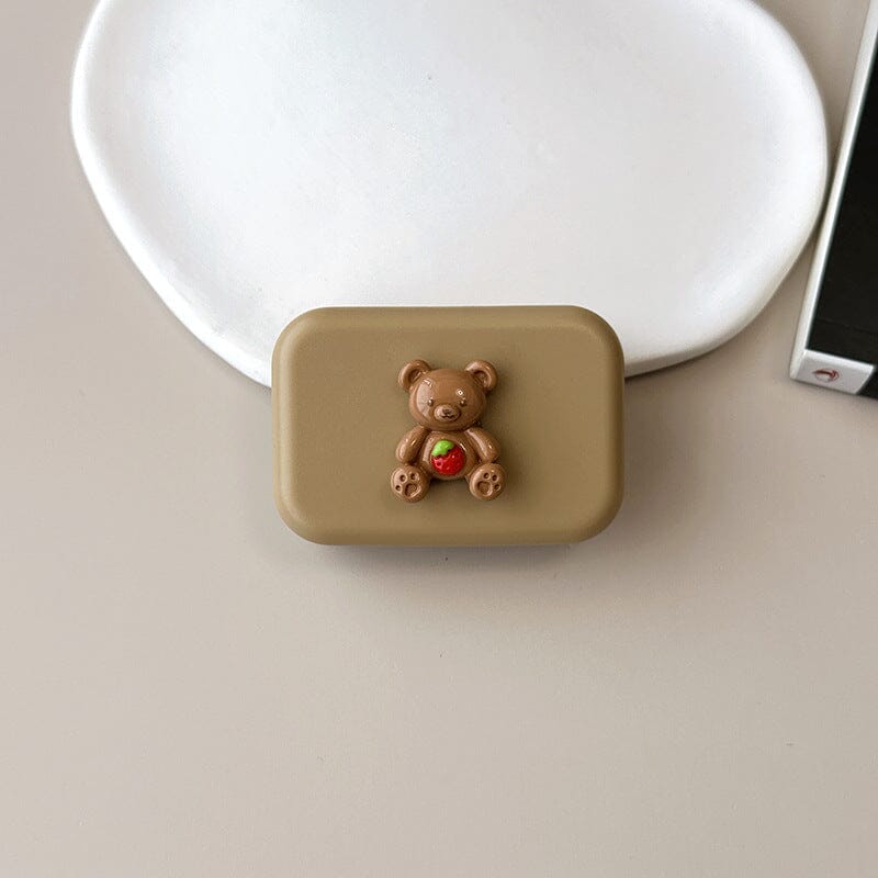 Cute Bear Pupil Colored Contact Lens Case Beauon Coffee Strawberry Bear 