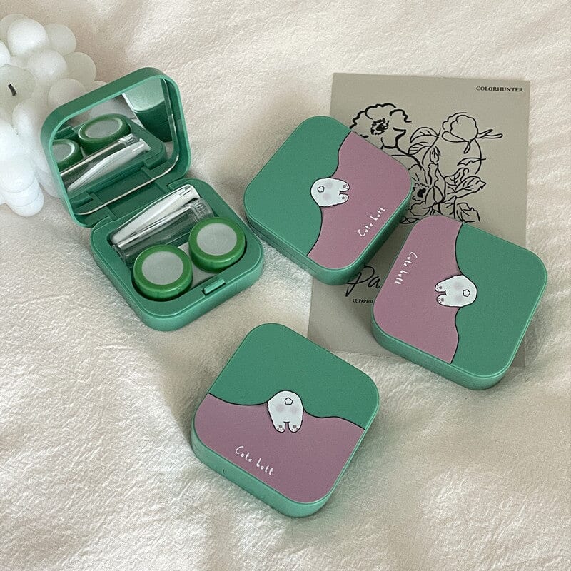 Cute Cartoon Design Colored Contact Lens Case Beauon Rabbit Tail (Green) 66*66*22mm 