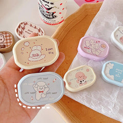 Cute Cartoon with Mirror Colored Contact Lens Case Beauon 