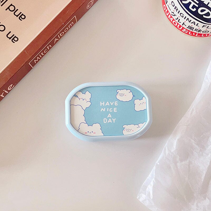 Cute Cartoon with Mirror Colored Contact Lens Case Beauon Clouds 