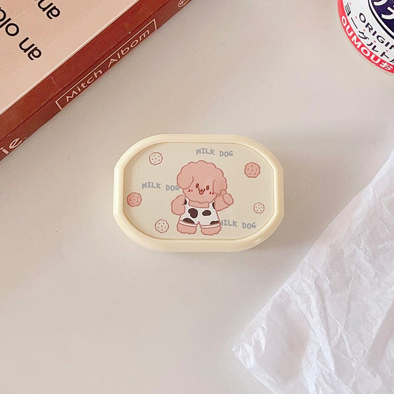 Cute Cartoon with Mirror Colored Contact Lens Case Beauon Milk Cow 