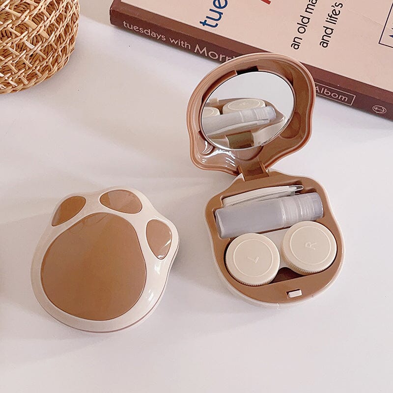 Cute Cat's Paw Colored Contact Lens Case Beauon Milky White 