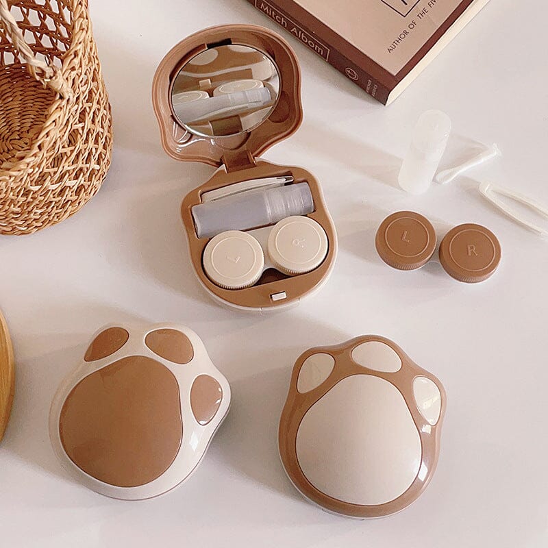 Cute Cat's Paw Colored Contact Lens Case Beauon Random 