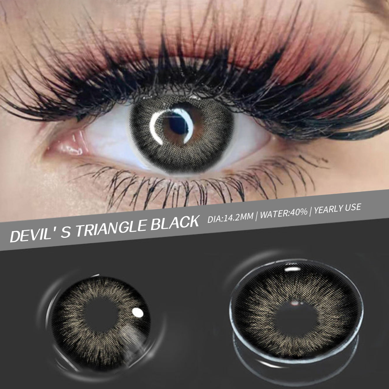 Devil's Triangle Black Colored Contact Lenses Beauon 