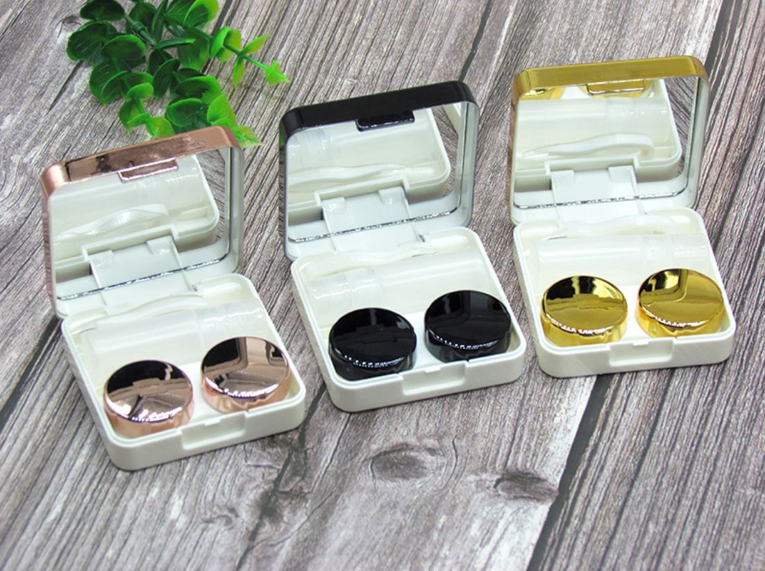 Electroplated Square Multicolor Colored Contact Lens Case Beauon 