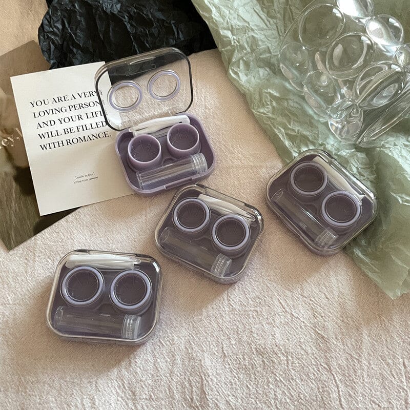 Ins Transparent Mini Colored Contact Lens Case Beauon Purple 64*52*19mm 