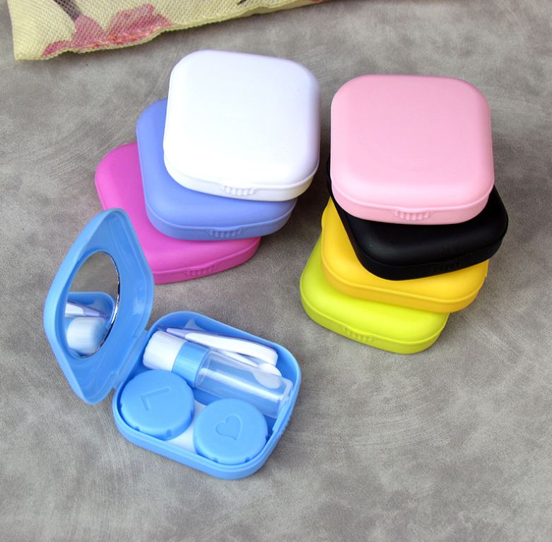 Lovely square portable Multicolor Colored Contact Lens Case Beauon 