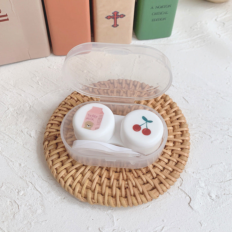 Oval Colored Contact Lens Case Beauon Milk Cherry 