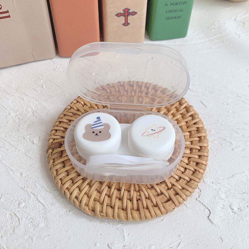 Oval Colored Contact Lens Case Beauon Star Bear 