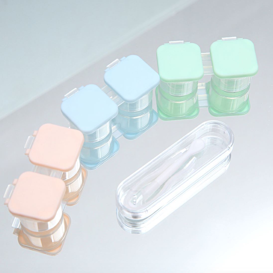 Portable flip cover Multicolor Colored Contact Lens Case Beauon 
