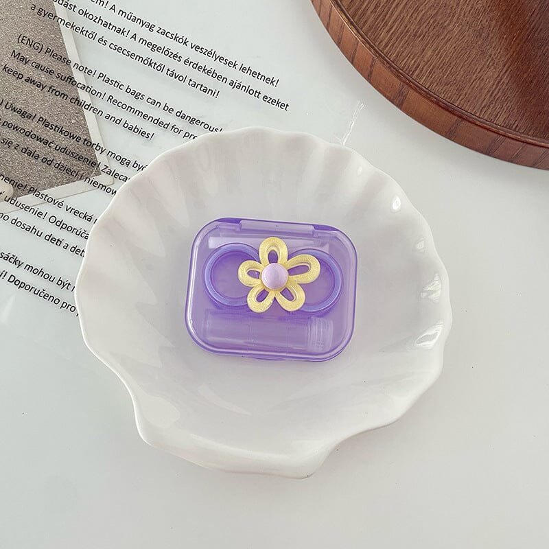 Ribbon Flash Small Flower Colored Contact Lens Case Beauon Purple 