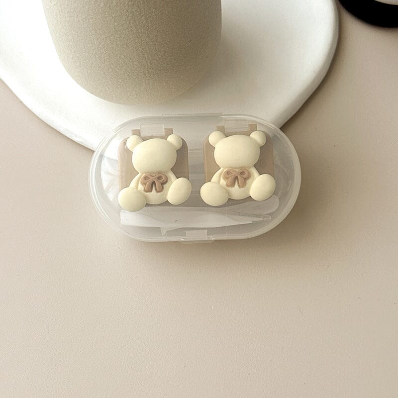 Simple Bear Colored Contact Lens Case Beauon White Bear 