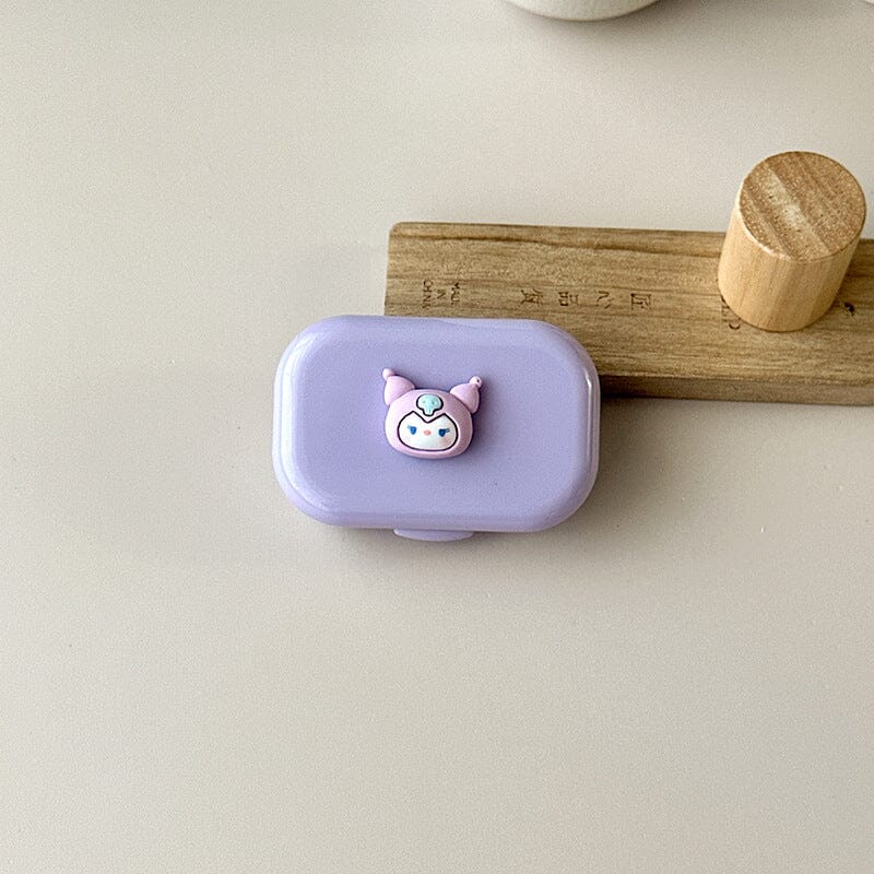 Small Portable Puppy Colored Contact Lens Case Beauon Purple 