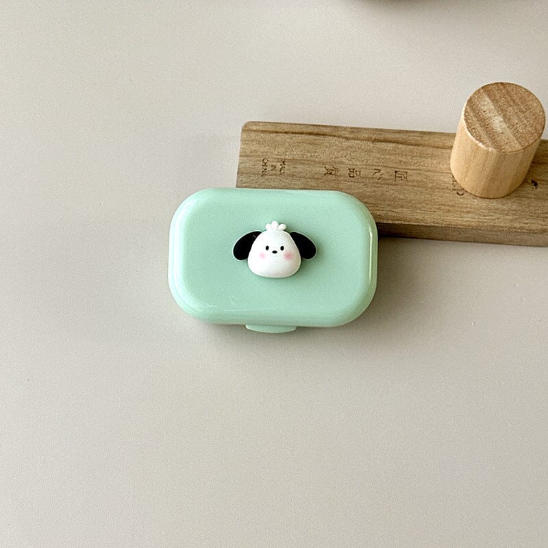 Small Portable Puppy Colored Contact Lens Case Beauon Tender Green 