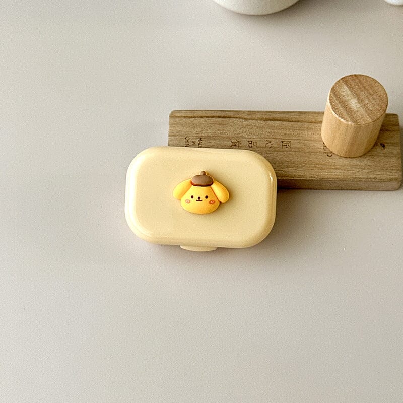 Small Portable Puppy Colored Contact Lens Case Beauon Yellow 