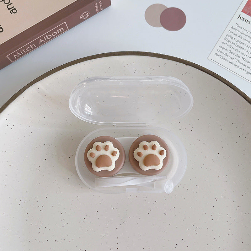Solid Colored Contact Lens Case Beauon Chocolate Cat Paw 