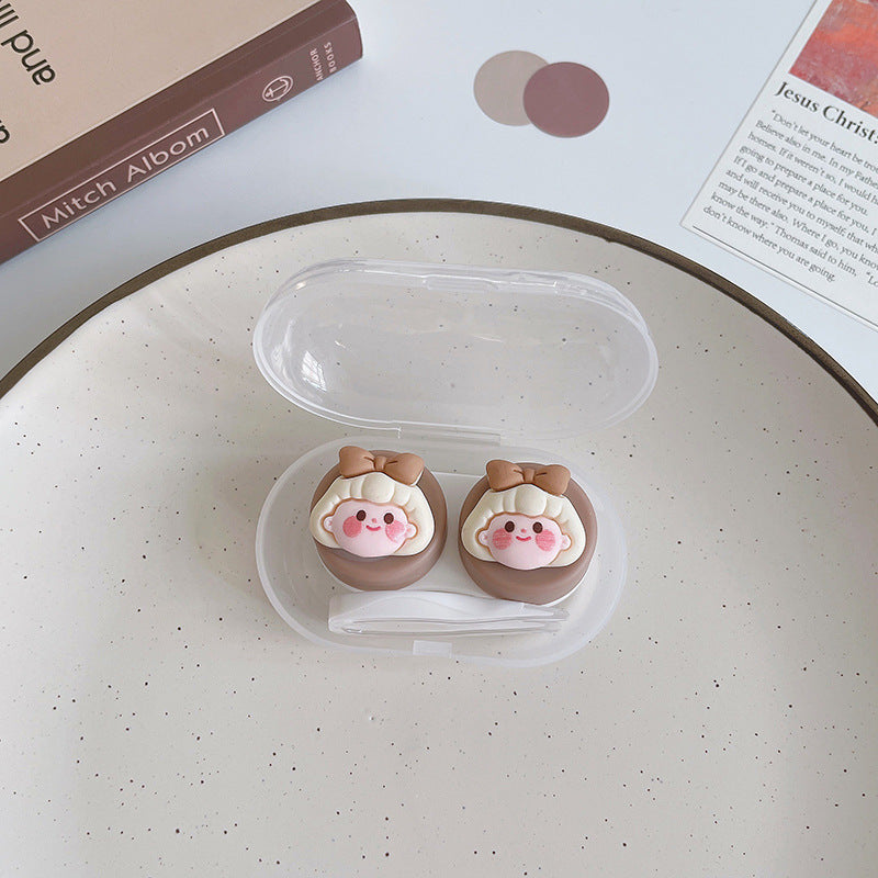 Solid Colored Contact Lens Case Beauon Chocolate Girl 