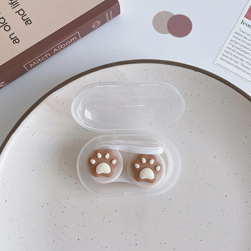 Solid Colored Contact Lens Case Beauon Khaki Cat Paw 