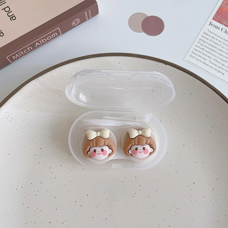 Solid Colored Contact Lens Case Beauon Khaki Girl 