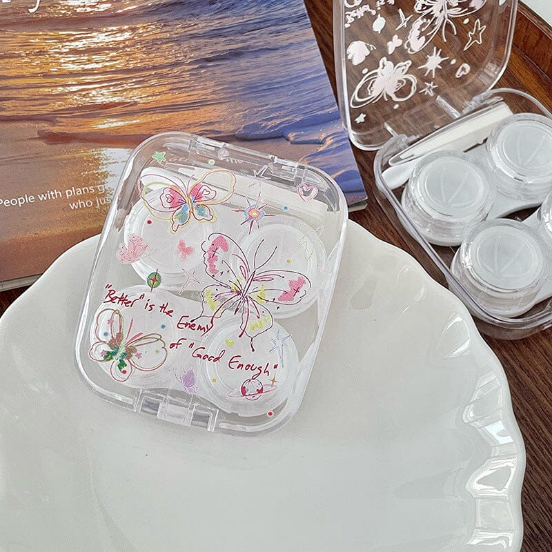 Transparent Butterfly Colored Contact Lens Case Beauon 
