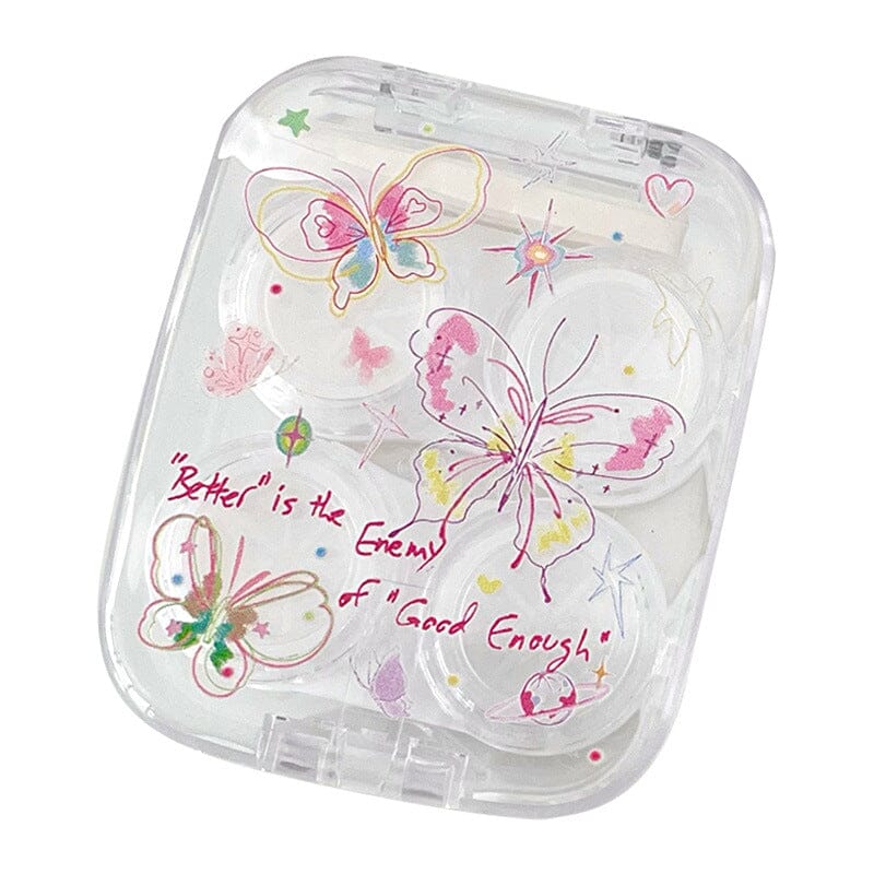 Transparent Butterfly Colored Contact Lens Case Beauon 