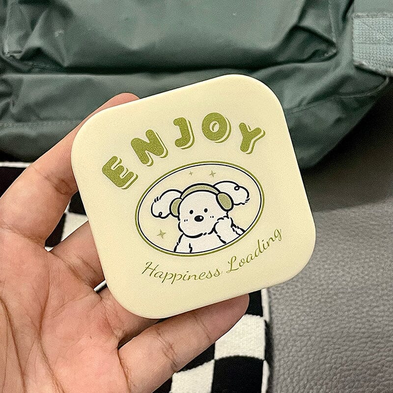 Trendy Cool Headset Puppy Colored Contact Lens Case Beauon Beige 